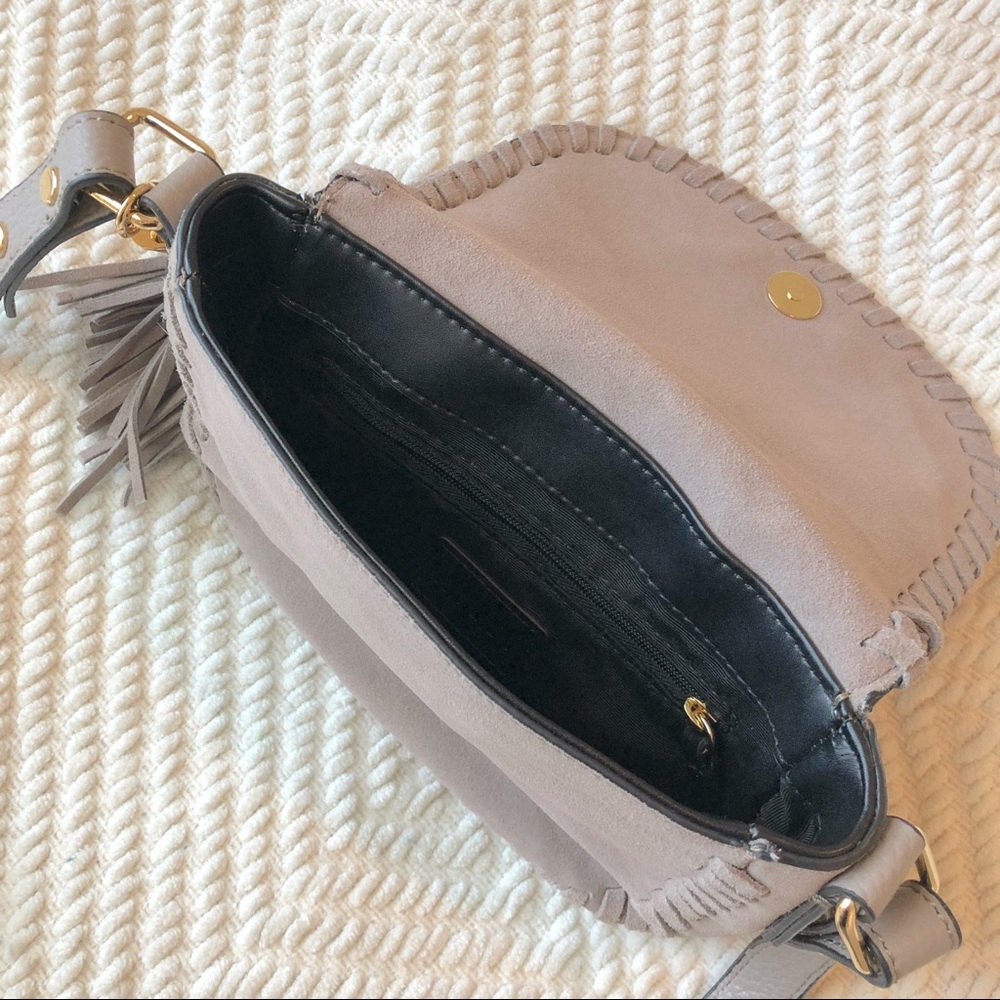 Milly Astor Suede Whipstitch Saddle Crossbody Bag - Picture 4 of 8